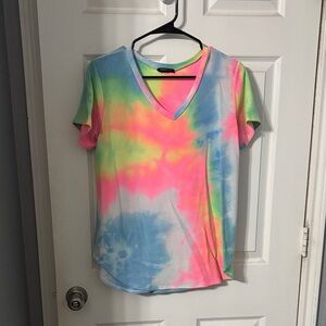 Colorful Tie-Dye V-Neck Women's Top